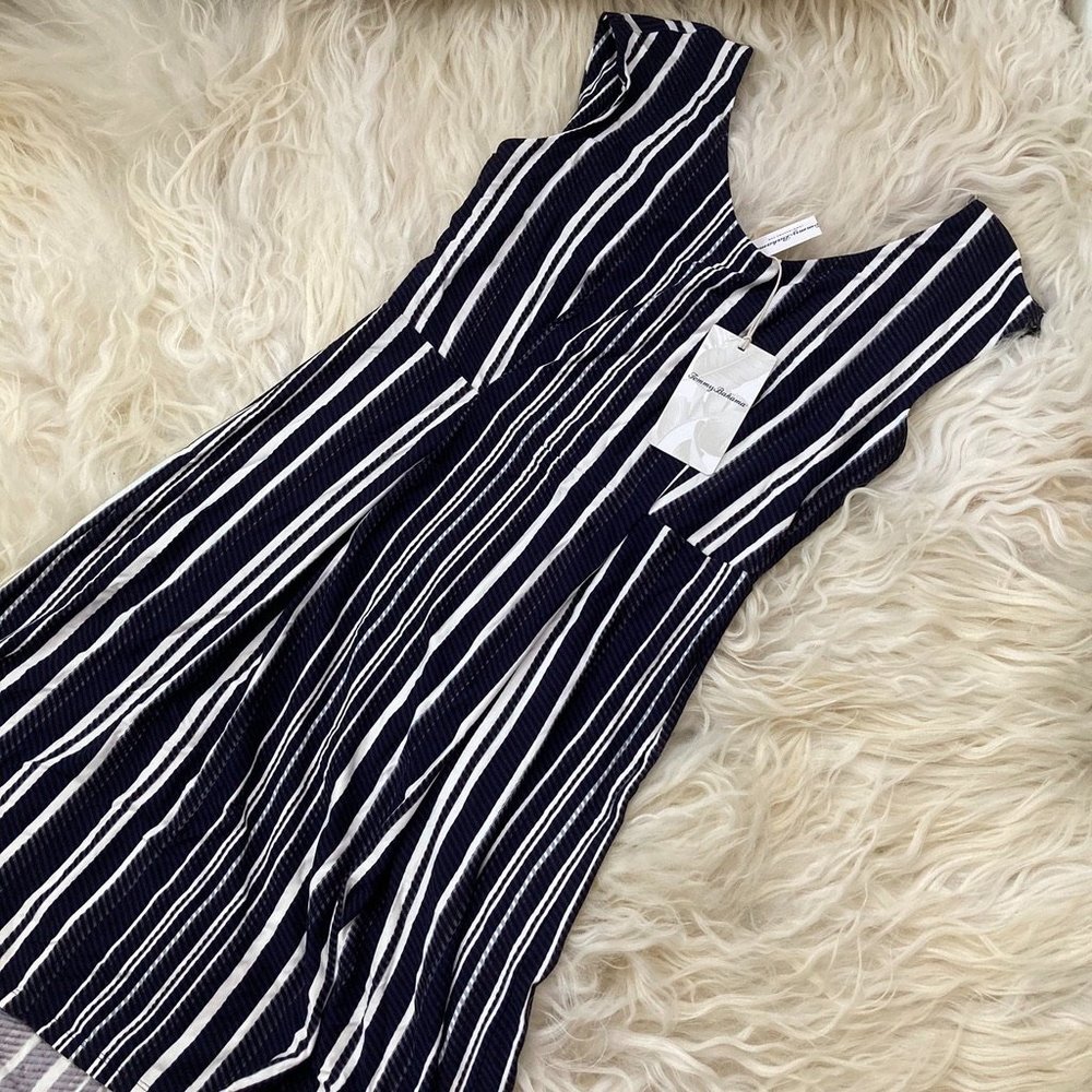 TOMMY BAHAMA STRIPED SCOOP NECK COCKTAIL DRESS - Picture 5 of 9